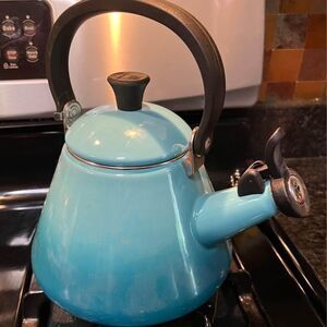 Le Creuset Turquoise Blue Ombré Tea Kettle Pot Kitchen